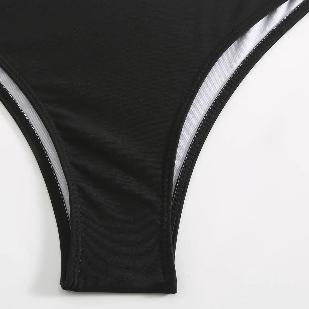sexy 3d flower bandeau bikinis sets 3pcs with long mesh split skirt black white patchwork swimsuit bathing suit beach outfits