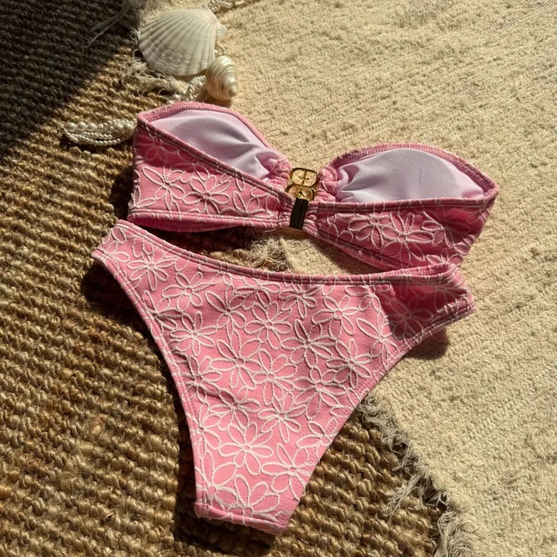 Toucheart 2 Piece Macarons Lingerie Sexy Female Lingerie Strapless Split Swimsuit Bikini Lingerie Sexy Hot Sensual Exotic Sets