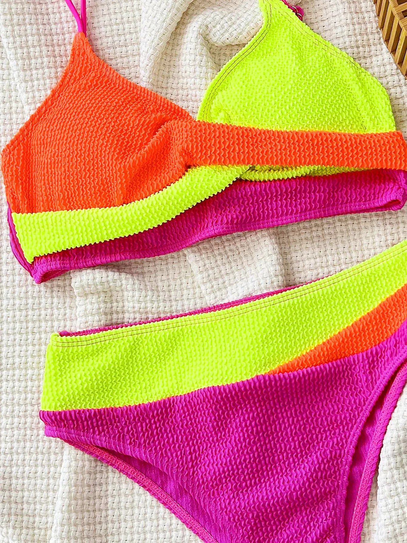 sexy ribbed patchwork cross bikinis sets two pieces high waist thong color block swimsuit bathing suit swimwear biquini bakini