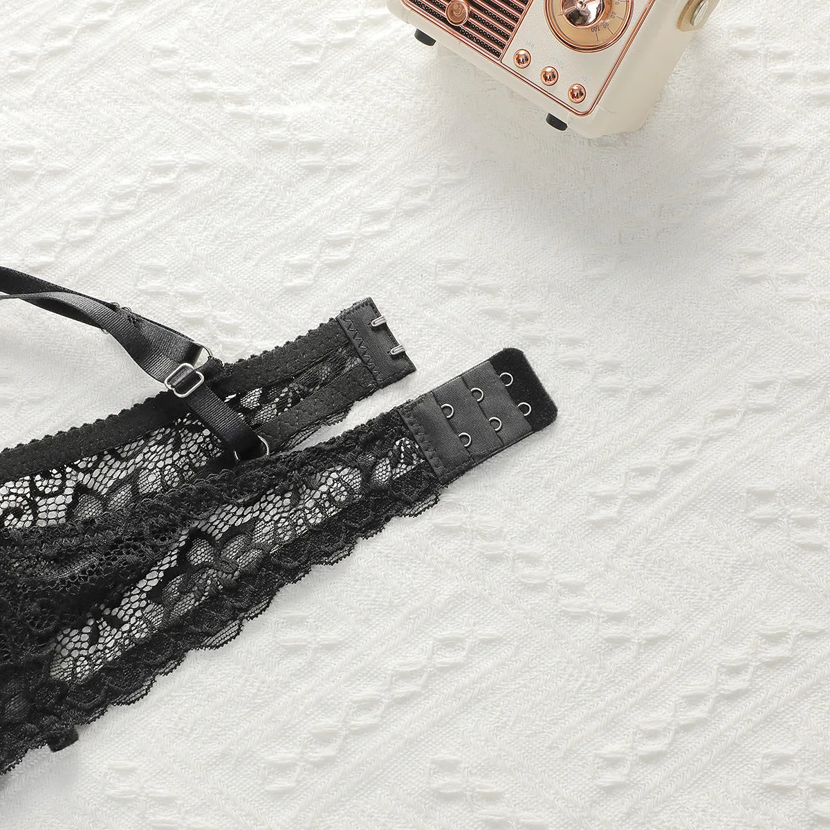 INENEMIS 3-Piece Black Bra Set Women lace sexy Lingerie sex Set Ladies Sexy Panty Underwear Set A2213