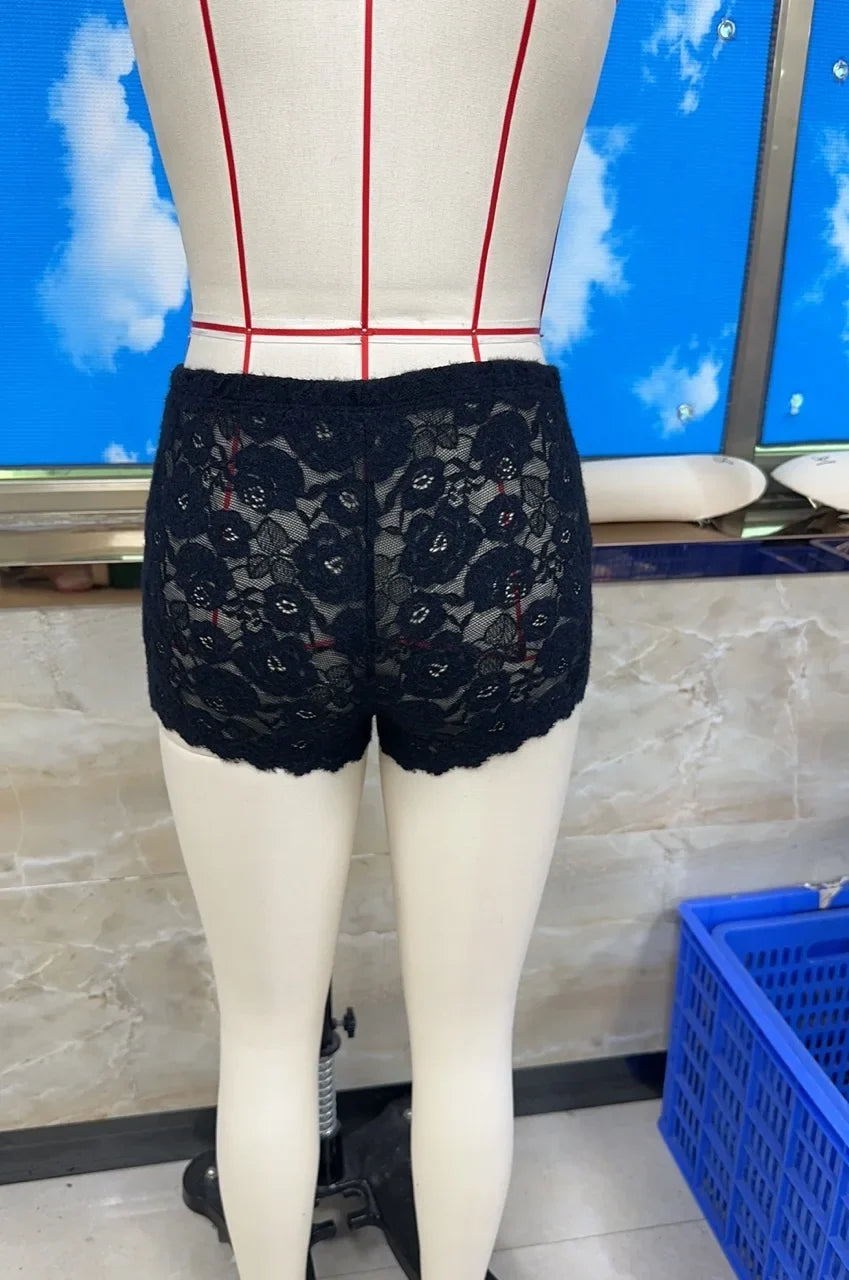 Sexy See Through Floral Lace Boyshort Panties Ladies Mid Waist Scallop Hem Stretch Hipster Underwear Daily Comfort Lingerie