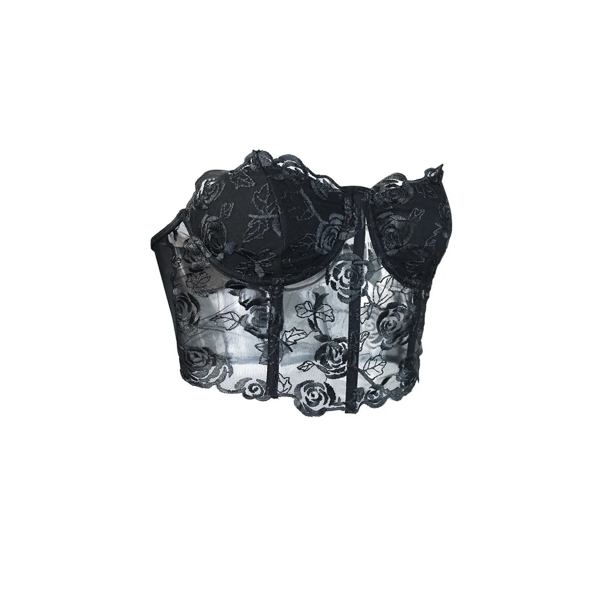 Phantasy Sexy Lace See through Crop Top Women Fashion Floral Embroidery Black Tank Top Night club Dress up 2026 Summer Outfit