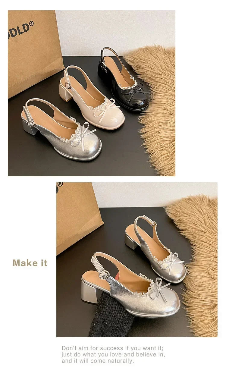 Thick Heel Women Sandals Height Increase Cover Toes Slingbacks Muels Shoes Elegant Stripper Party Dress Female Sandalias