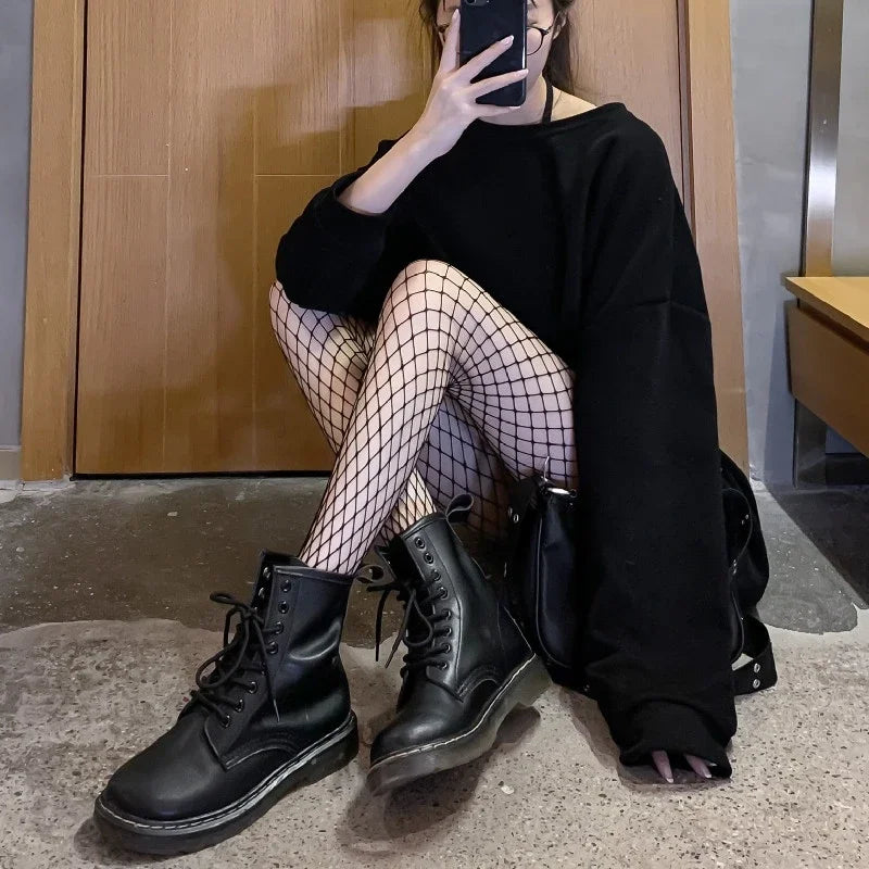 Sexy High Waist Fishnet Tights for Women – Hollow Out Pantyhose, Plus Size XXXL, Black Lingerie Stockings (1PCS/3PCS)