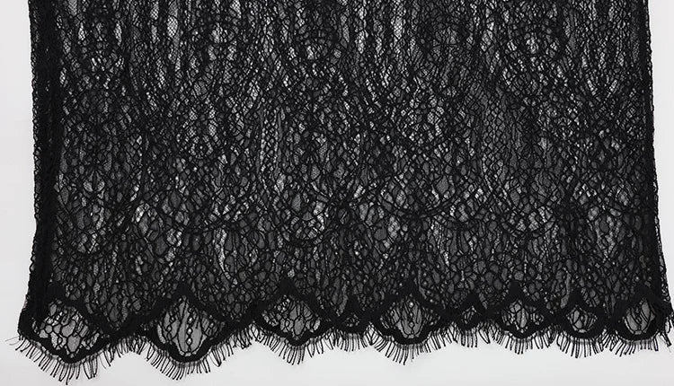 Ahagaga Fashion Women's Maxi Dresses Lace Patchwork Sexy Sheer Split Bodycon Slim Fit Turtleneck Sheath Female Party Vestidos