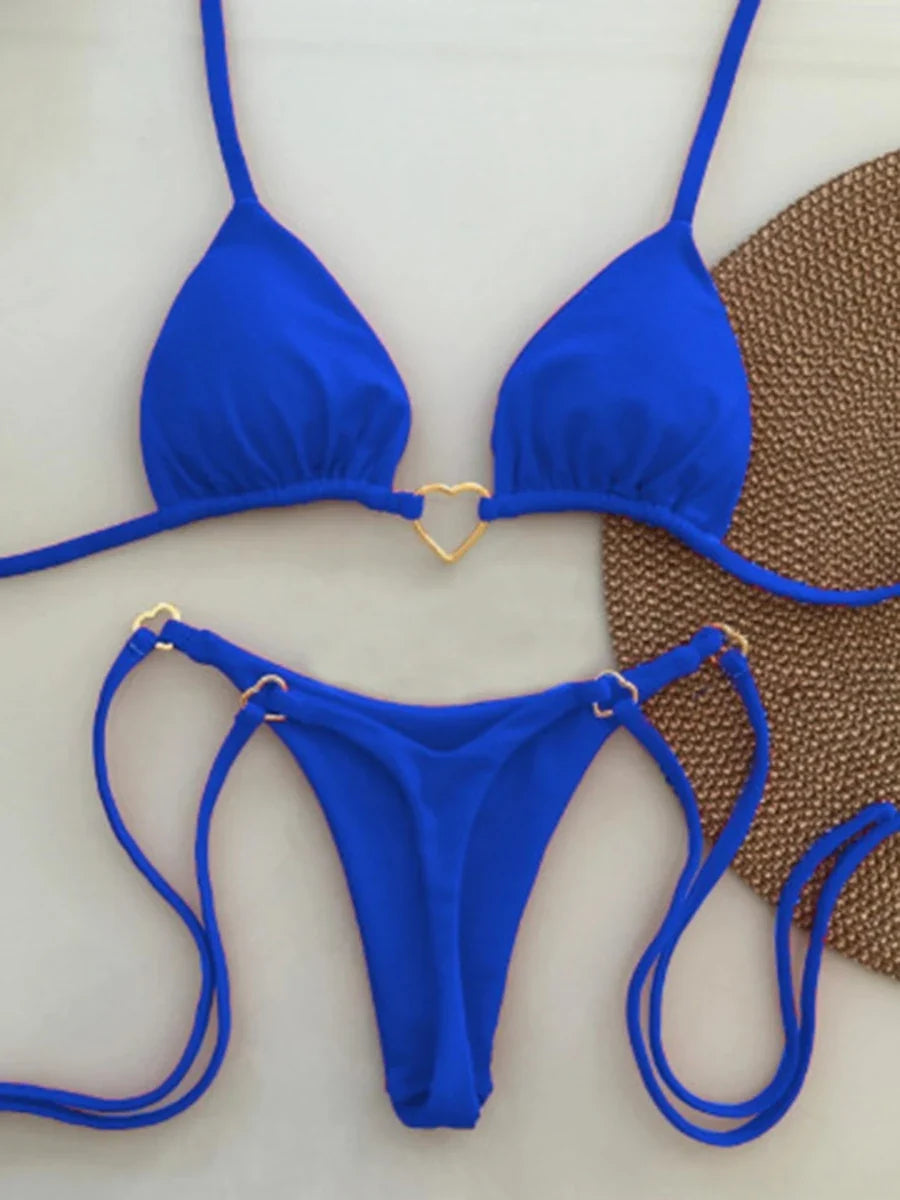 Triangle Thong Bikini 2026 Women Halter Swimsuit Solid Sexy Brazilian Swimwear Female Bathers Bathing Swimming Swim Suit Beach