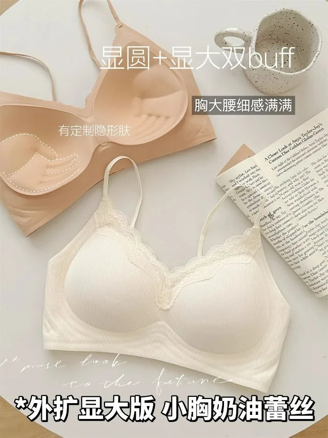 Wirefree Bra for Small Boobs Push Up Padded Strappy Summer Bralette Seamless Comfort Daily Wear Lightweight Thin Straps Lingerie