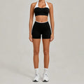 Women's Seamless Yoga Sets Sports Gym Fitness High-Waist Hip Lifting Shorts Suits Training Running Workout Beautiful Back Sets