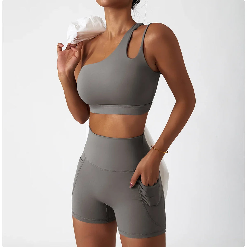 Comfortable Skin Friendly Summer High Waist Yoga Shorts Gym Hip Lift Pants Pocket Breathable Running Cycling Sports Shorts Women