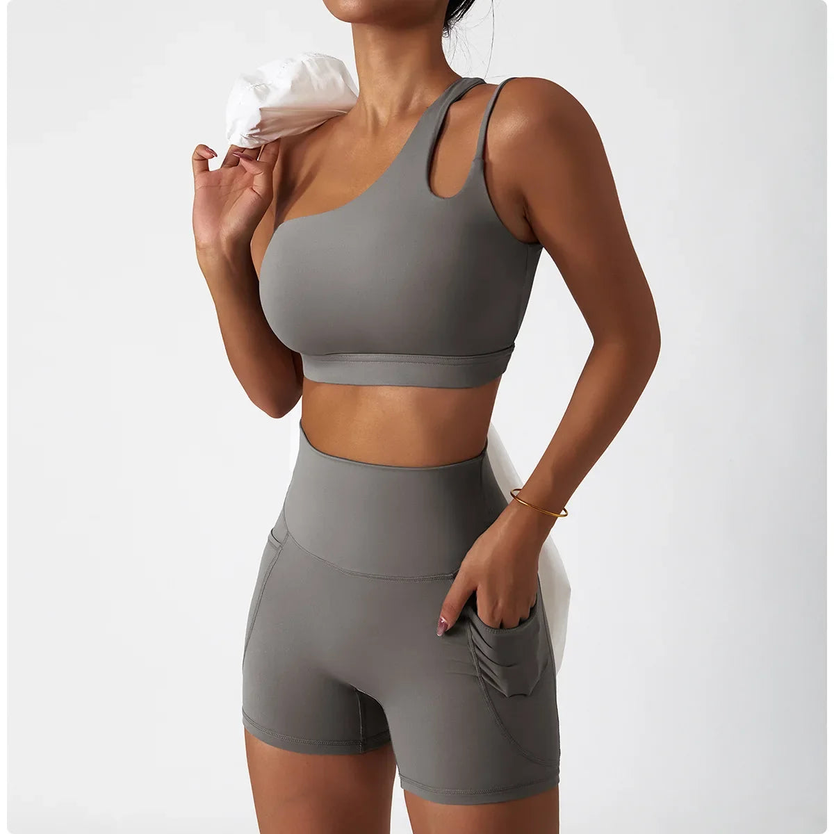 Comfortable Skin Friendly Summer High Waist Yoga Shorts Gym Hip Lift Pants Pocket Breathable Running Cycling Sports Shorts Women
