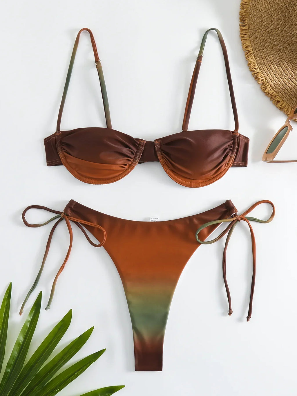 Underwired Gradient High Cut Bikini Female Swimsuit Women Swimwear Two-pieces Bikini Set Micro Thong Bathing Suit Swim Beachwear