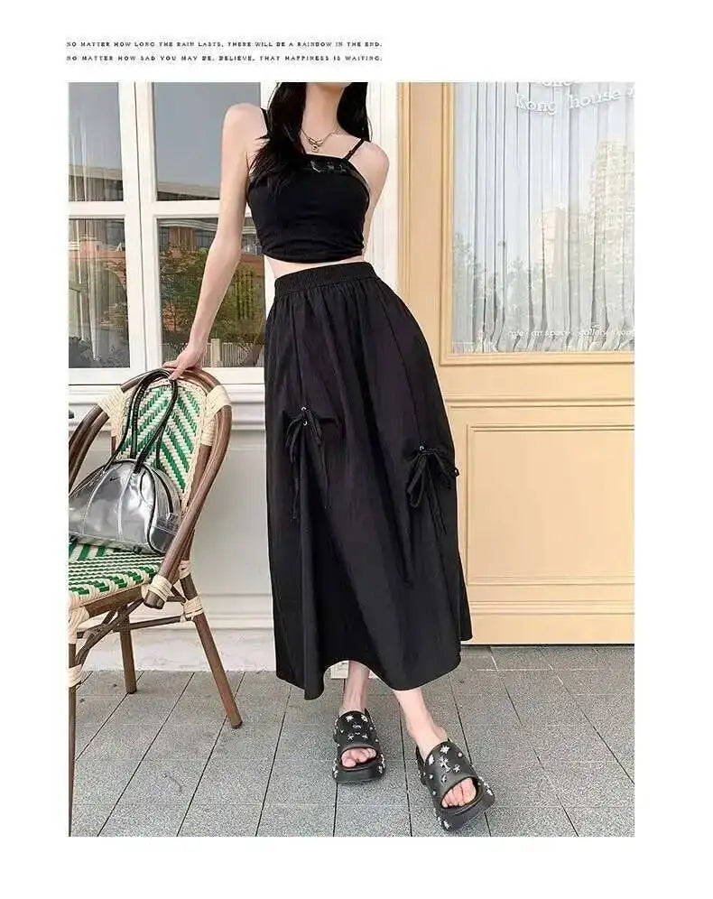 Versatile Knot Spring Summer F Skirt Ele Design Elastic Waist Skirt Sweet Aosphere Skirts For Ladies Fashion Women Skirts HSSZ