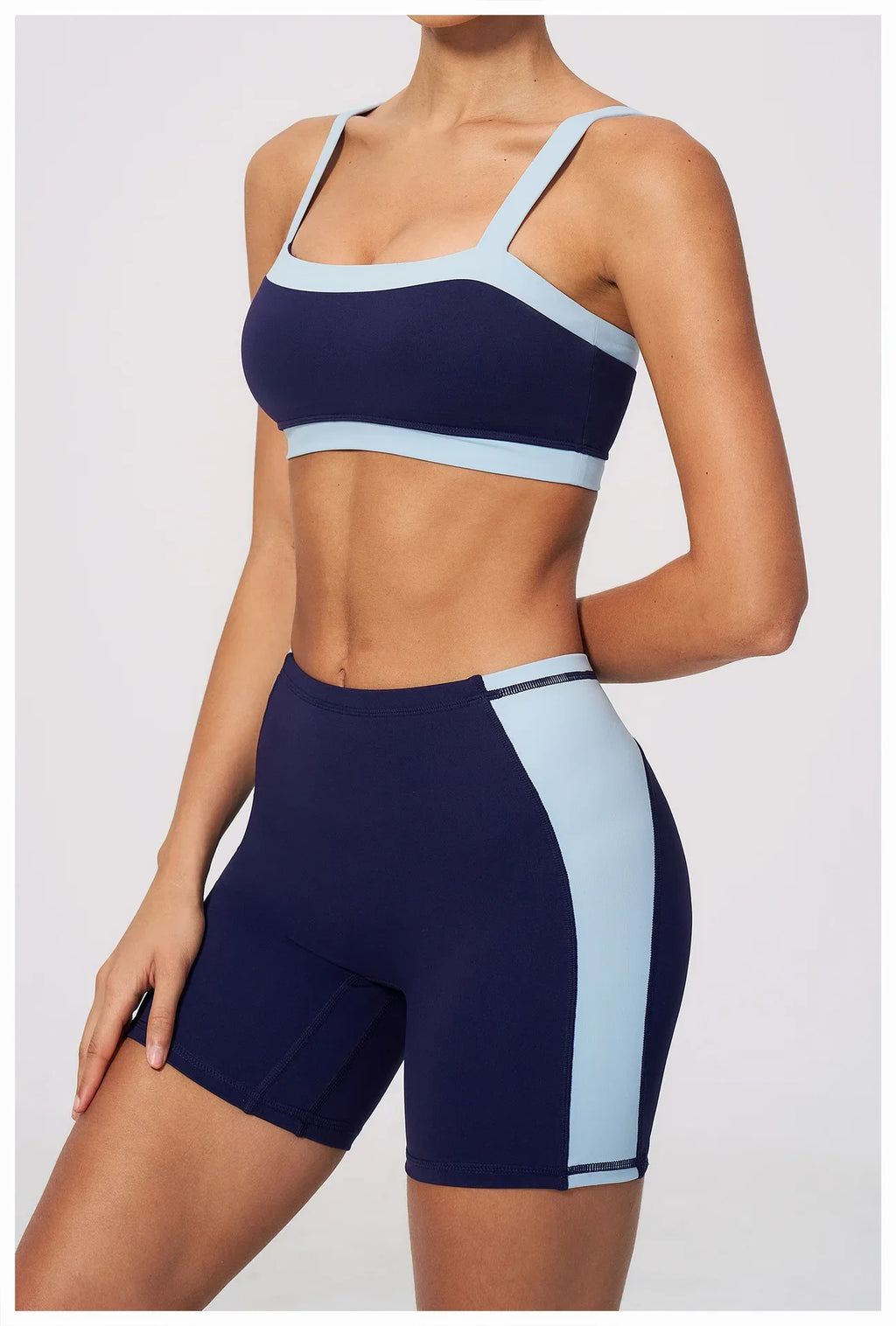 Summer Color Blocking Yoga Suit Women Shockproof Slim Sports Bra High Waist Hip Lift Shorts Gym Running Fitness Sets Tracksuit
