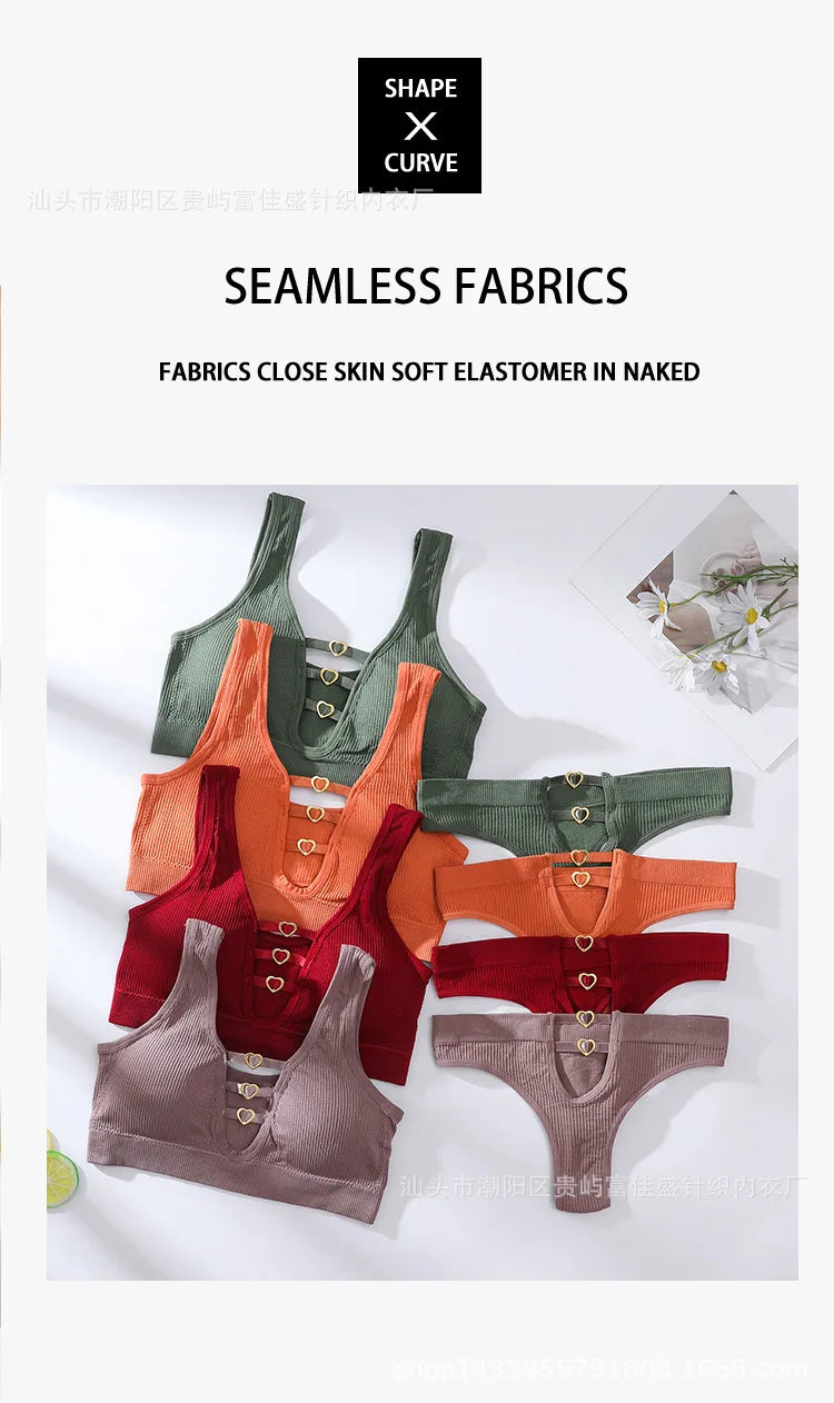 Sexy seamless underwear set push-up bra vest sports breathable push-up set