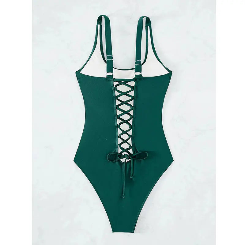 Women s-xxl size swimsuit One Piece black back bandage bikini Swimwear high waist bathing suit beach outfits bodysuit biquini
