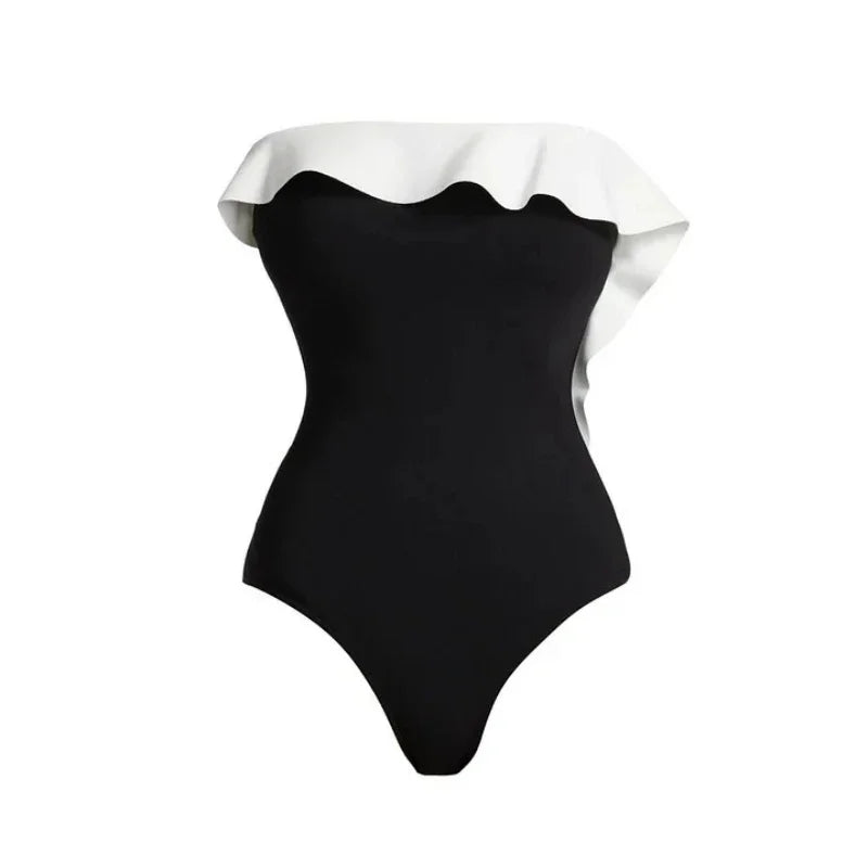 Women's Sexy One Piece Swimsuit Set with Cover up Push-Up Strapless Print Bathing Suit Summer Beachwear Beach Swimwear