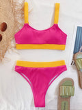 Sexy Splicing Ribbed Bikinis High Waist Bikini 2026 Female Swimsuit Women Swimwear Two-pieces Bikini Set Bathing Suit Swim Lady
