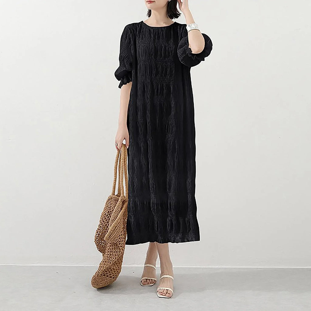 Long Dresses For Women Casual Summer Trendy Boho Style Pleated Cover Up Vestidos Daily Wear High Quality Elegant Maxi Dress