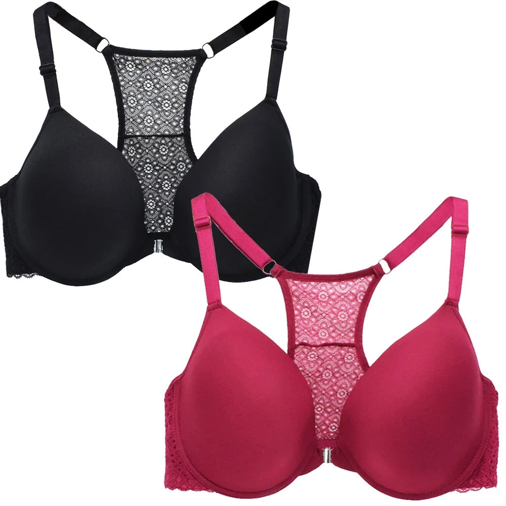 Front Closure Brassiere Plus Size Womens Back Bra Lager Bosom Sexy Lingerie BH Top Underwear C D E Cup