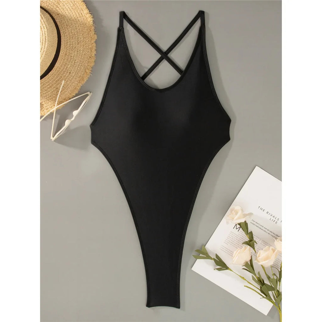 Extreme String Mini Micro Thong Cross Back Women Swimwear One Piece Swimsuit Female High Leg Cut Bather Bathing Suit Swim V7876