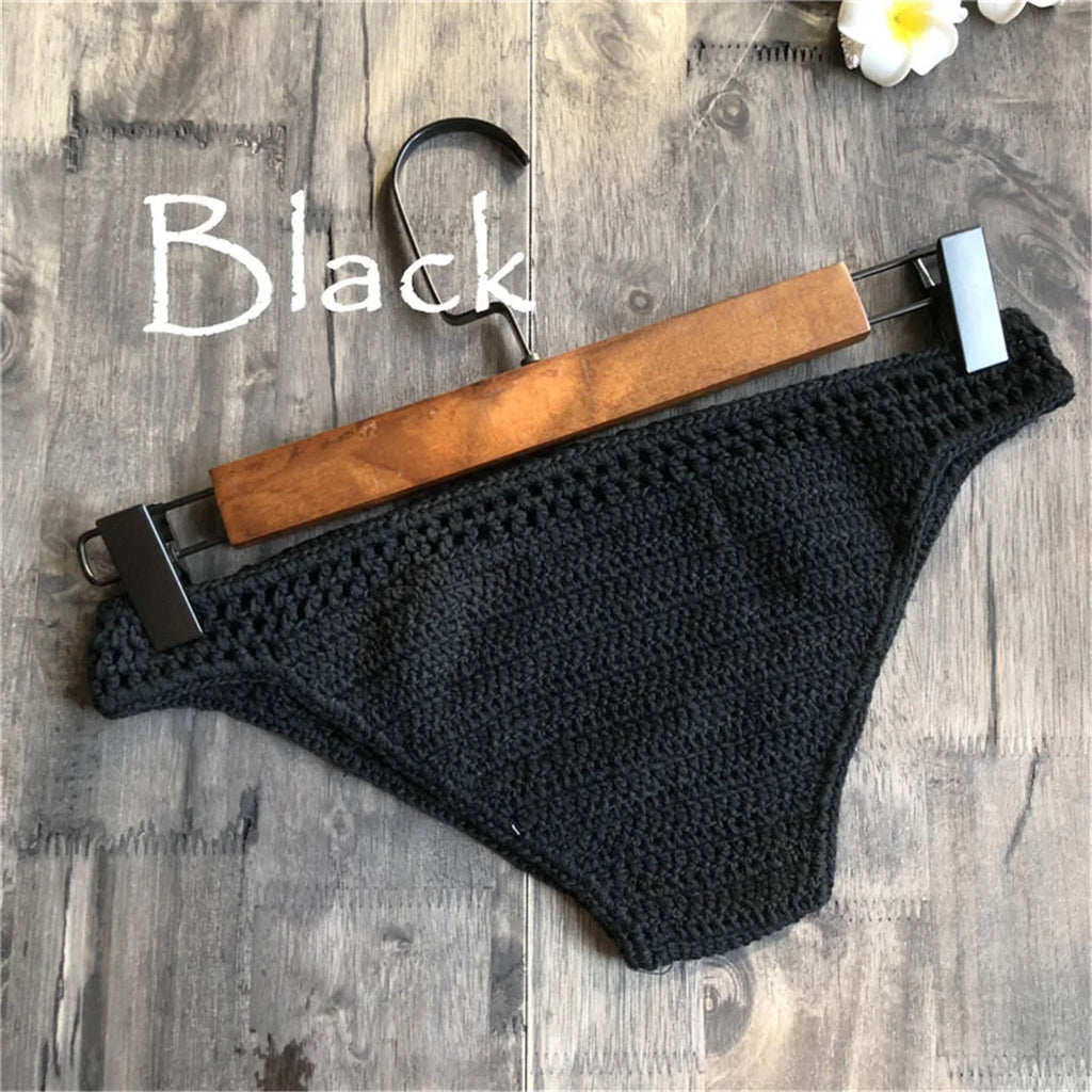 S - XL 9 Colors Crochet Knitted Bikini Bottom Swim Brief Women Swimwear Female Bather Brazilian Tanga Panties Underwear V4195