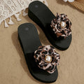 Fashion Leopard Print Wedges Sandals Women Lightweight Thick Sole Beach Slippers Woman Plus Size 42 Non Slip Summer Sandles