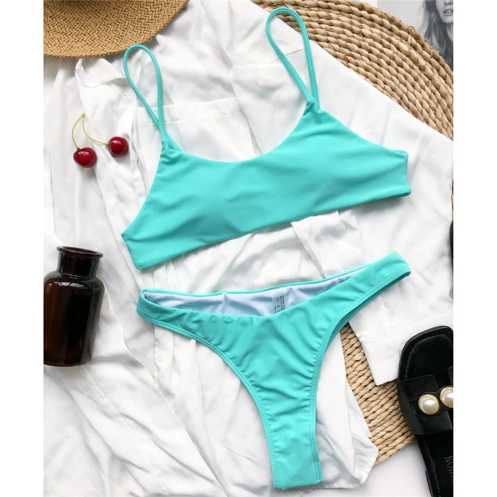 New Sexy Mini Micro Thong Bikini Women Swimwear Female Swimsuit Two-Pieces Bikini Set Padded Bather Bathing Suit Swim Lady V3077