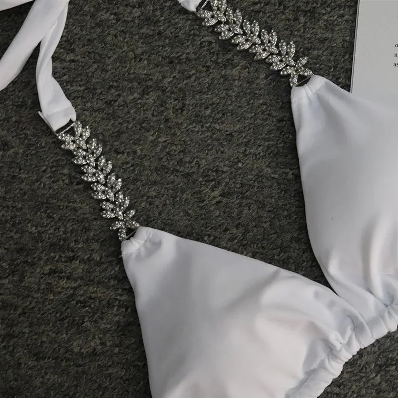 Sexy Halter Wrap Around Diamond Bikini 2026 Women Swimsuit Female Swimwear Two Pieces Bikini Set High Cut Bathing Suit Swim Lady