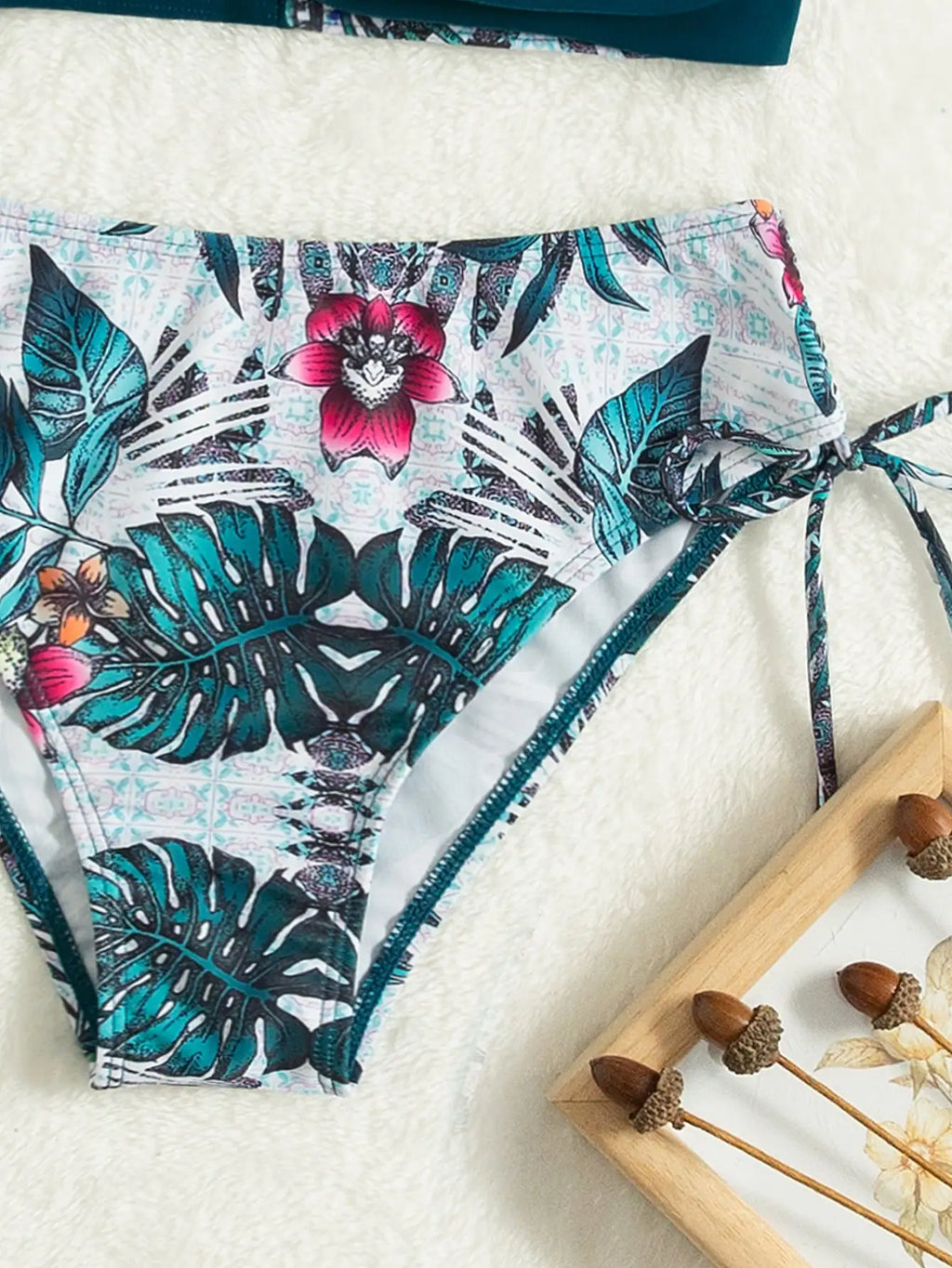 Tropical Print Bikini 2026 Women Drawstring Swimwear Female Push Up Swimsuit Beachwear Bathers Bathing Swimming Swim Suit