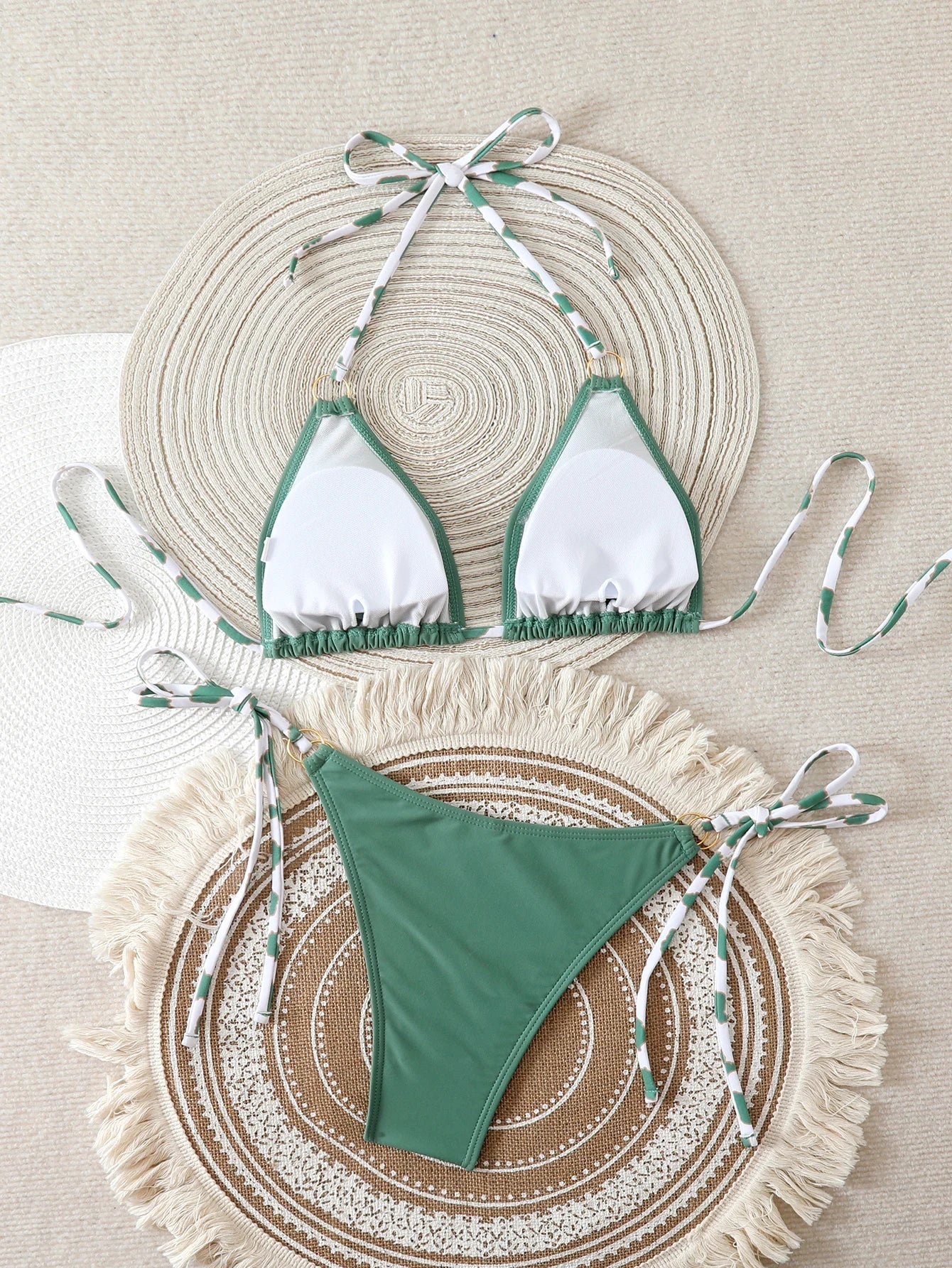 Triangle Halter Thong Bikinis 2026 Women Sexy Swimsuit Ring String Swimwear Female Bathers Bathing Swimming Swim Suit Beachwear