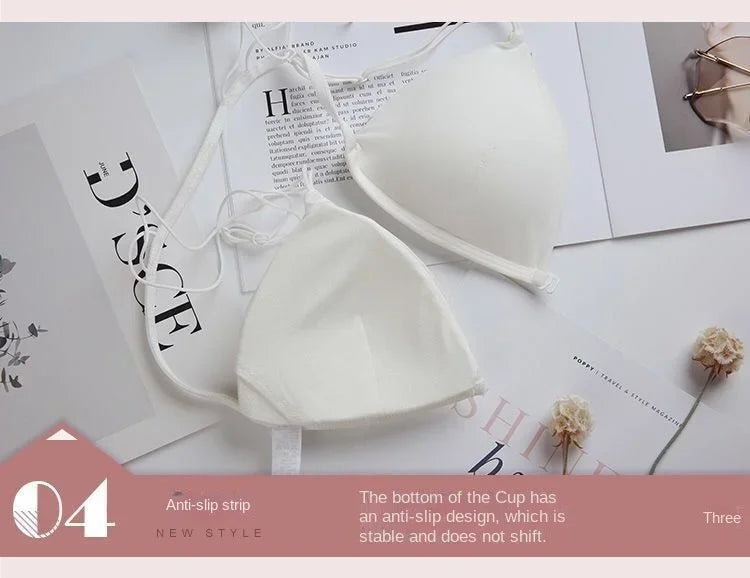 MOYISU Desire Sexy Girl Underwear Front Buckle Thin Shoulder Triangle Cup Thin Back Without Underwire Sexy Simple Bra Small Bra