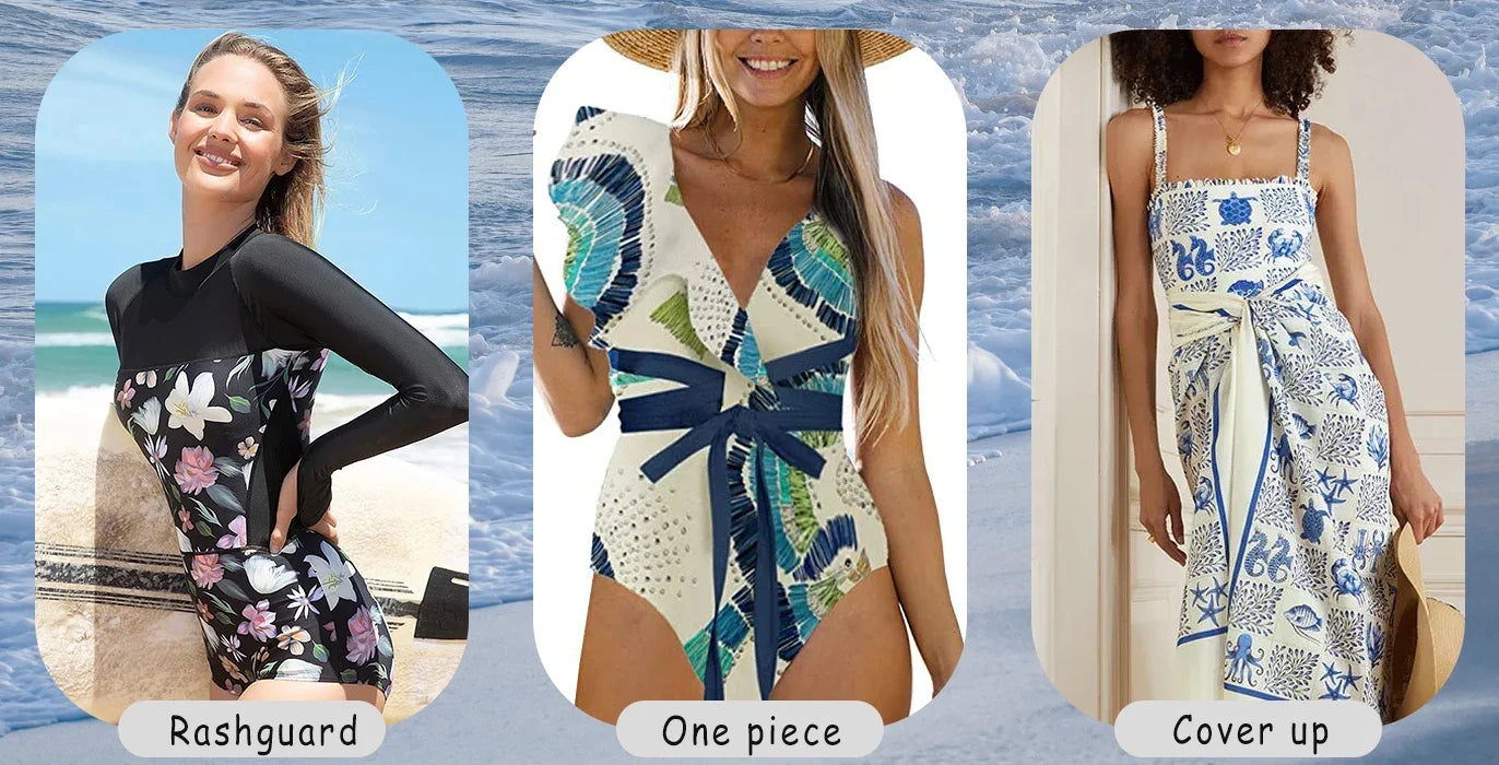 Women's Solid Color Halter Bikini Set Crop Top Long Pleated A-Line Skirt Beach Outfit for Spring Summer Sexy Vacation Look