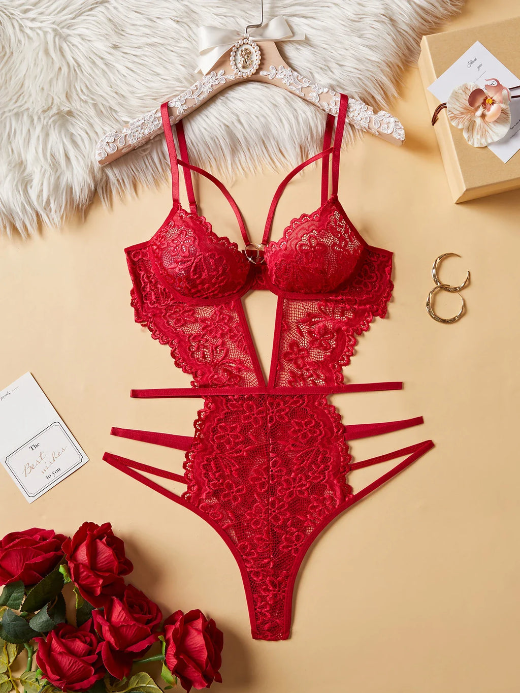 Women's Seductive Erotic Sexy Lace With Ornament Sexy Bodysuit Babydoll Lingerie Teddy Hot Underwear Romantic Nights Clothing