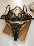 Black Feathers Comfortable Underwear Set Soft And Stylish Women's Intimate Apparel Ensemble