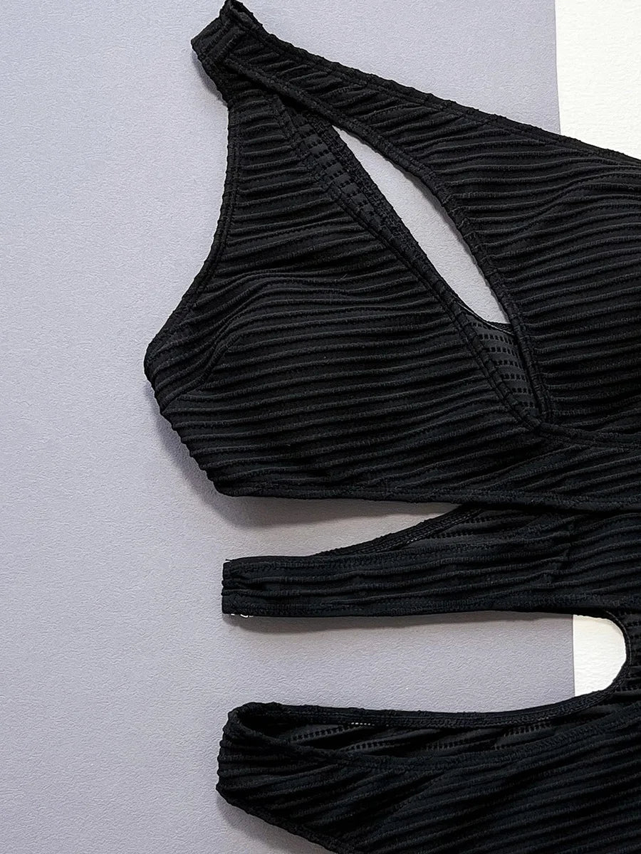 Asymmetric Hollow Out One Shoulder Women Swimwear One Piece Swimsuit Female High Cut Monokini Bather Bathing Suit Swim Beachwear