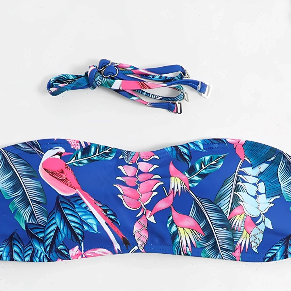 2025 Print Strapless Two Piece Bikini Set Women Swimwear Female Swimsuit Bathers Bathing Swimming Suit Beachwear Summer