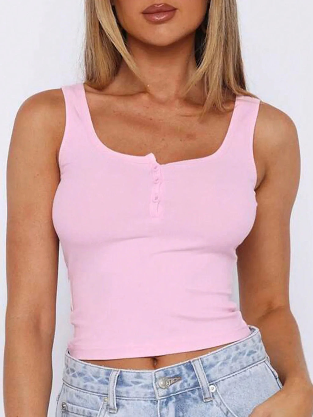 Phantasy Y2K Women's Tank Top Fashion Tees Basic Strapless U Neck Camisole Sexy Button Up Tanks 2026 New Summer Women Clothing