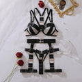 Toucheart Erotic Lingerie Stylish Metal Buckledecoration Personalized Bundled Steelring Push-up See-through Split Underwear Set