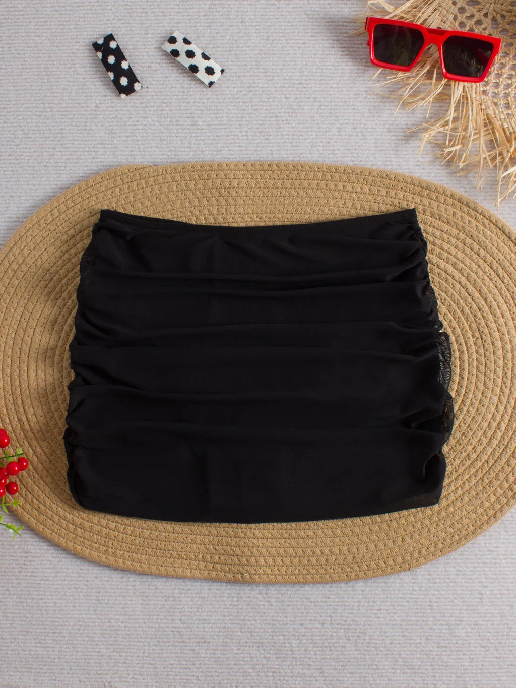 2026 Black Mesh Skirt Pants Swimsuit Sexy Swimwear Women Solid Bathers Bathing Swimming Trunks Swim Suit Female XXL