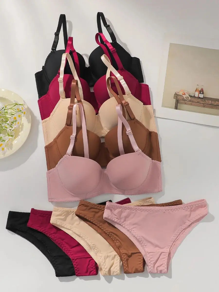Hot selling solid color 2-piece underwear set multi-color daily four season Bra set comfortable to wear sexy Lingerie 2611