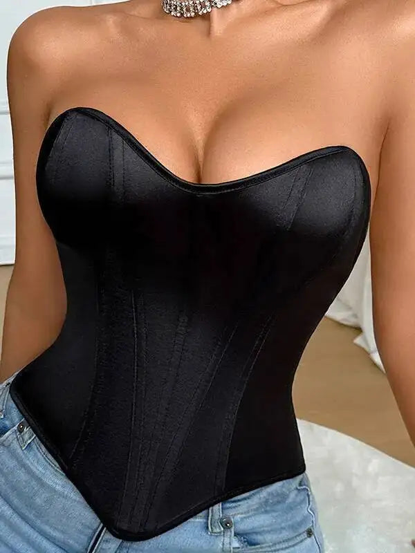French Fashion Heart-Shaped Vest Corset Casaul Style Chest Corset Boned Motorcycle Style Short Sexy Waist Trainer For Women EEI6