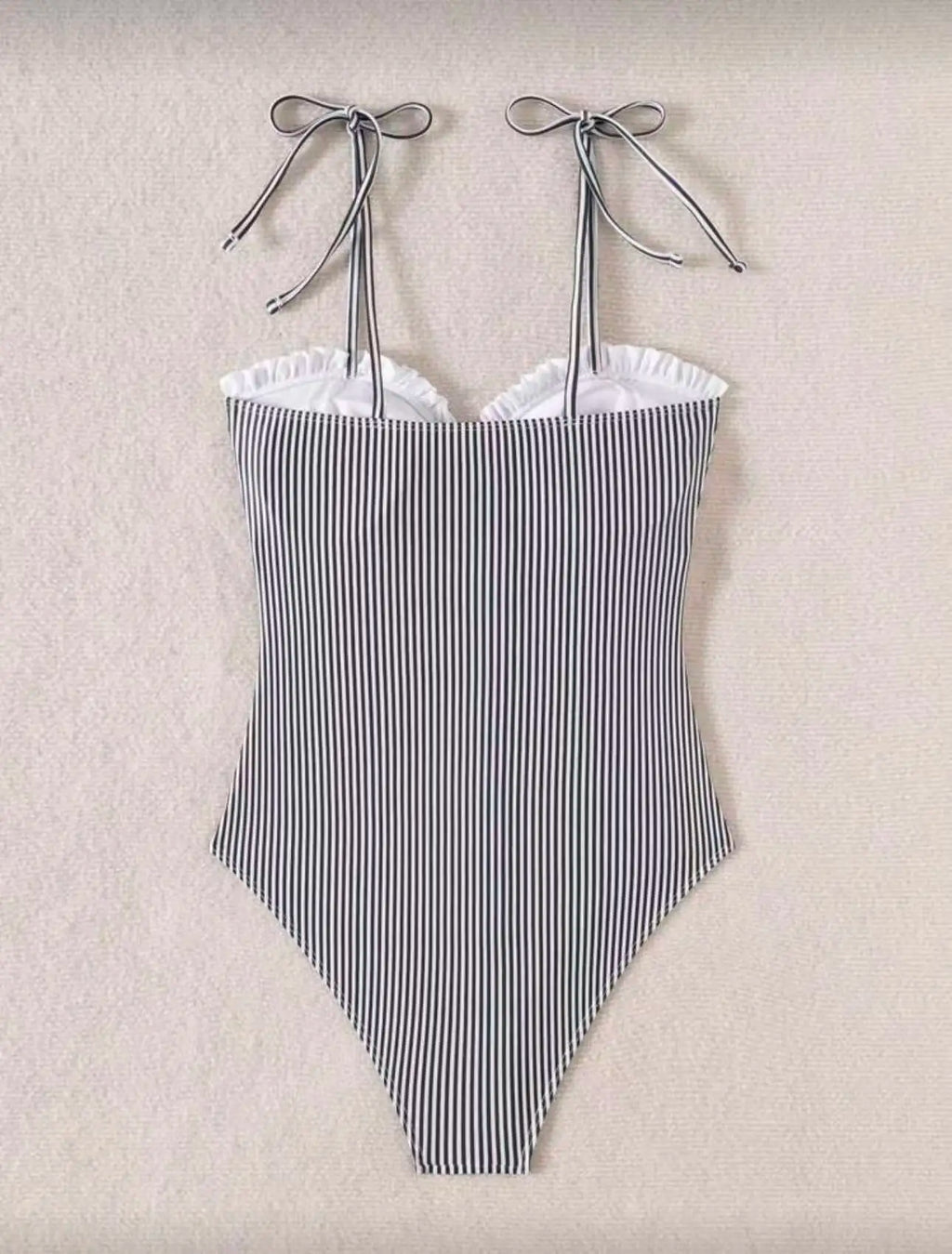 2026 Strappy Swimsuit One Piece Sexy Striped Ruffle Swimwear Women Bathers Bathing Swimming Swim Suit Padded Beachwear Summer