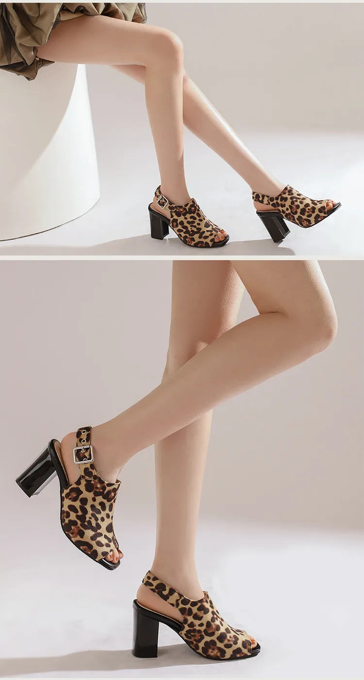 New Women Sandals Peep Toe High Heels Summer Gladiator Shoes Black Brown Woman Ankle Strap Sandalias Female Mujer Big Size