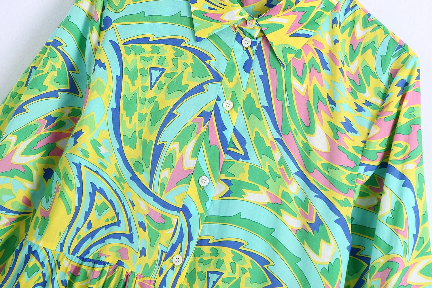 Foridol Paisley Print Shirt Dress Elegant Autumn Spring Green Dress Floral Print Boho Female Maxi Dress Long Sleeve Vestido 2025