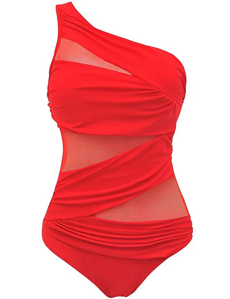 Women Fashion Bodysuit Bikini Biquini Summer Swimwear Mesh Bandage Cut Out Sleeveless Bathing Suits Sexy Thong Swimsuits
