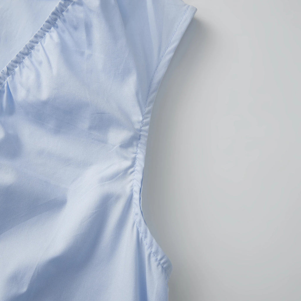 Women Summer Solid Color V Neck Loose Tank Dress Sleeveless Beach Mini Dresses with Pocket
