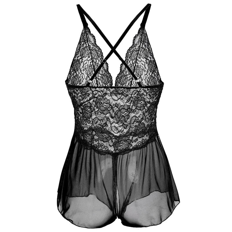Sexy Erotic Open Bra Open Crotch Lenceria Mesh Lace Underwear Women Intimate Lingerie Crotchless Bodysuit Sexy Costumes