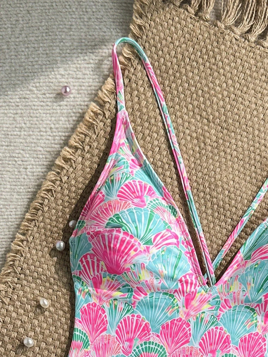 Sexy Pink Floral Print Swimwear Women 2026 Deep V Neck Slim Tummy Control One Piece Swimsuit Beach Hoiday Bathing Suit Monokini