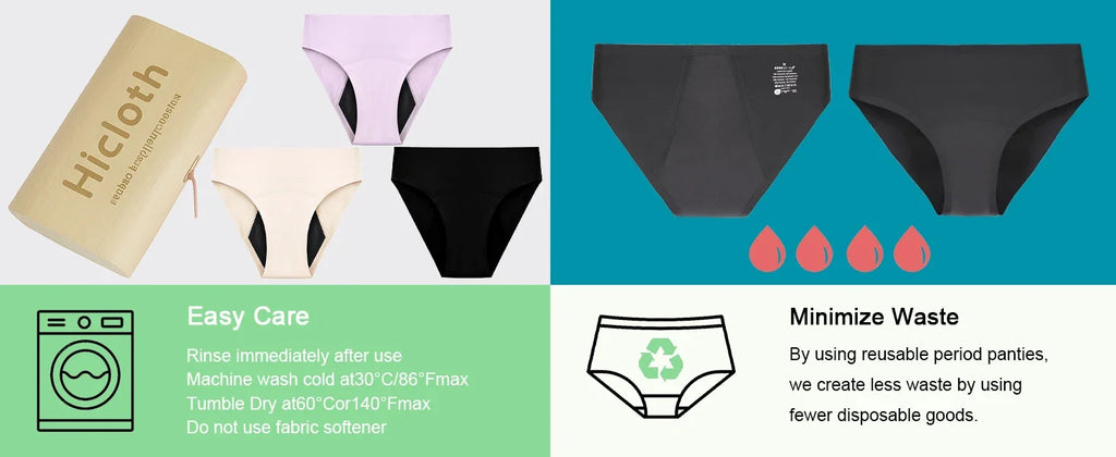 3pcs Period Panties - Seamless, Leakproof Underwear for Heavy Flow with Elegant Wooden Gift Packaging, Great Gift for Women