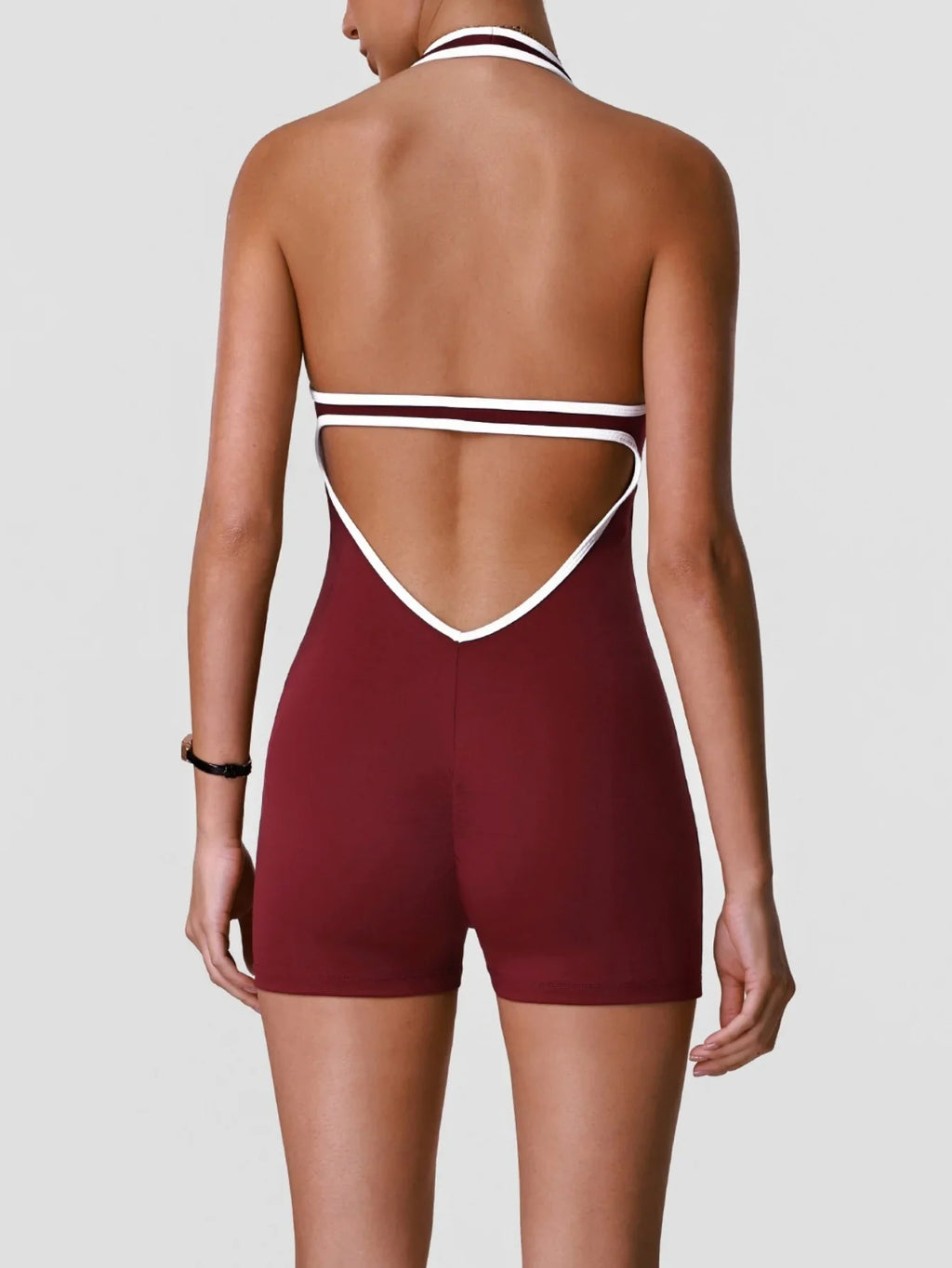 Color Blocking Yoga Jumpsuit Women Sleeveless Hollow Out Backless Slim Sports One Piece Short Suit Gym Running Fitness Rompers